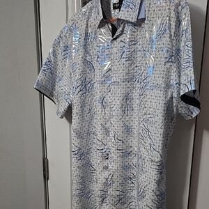 VIP Men's Abstract Blue and White Shirt